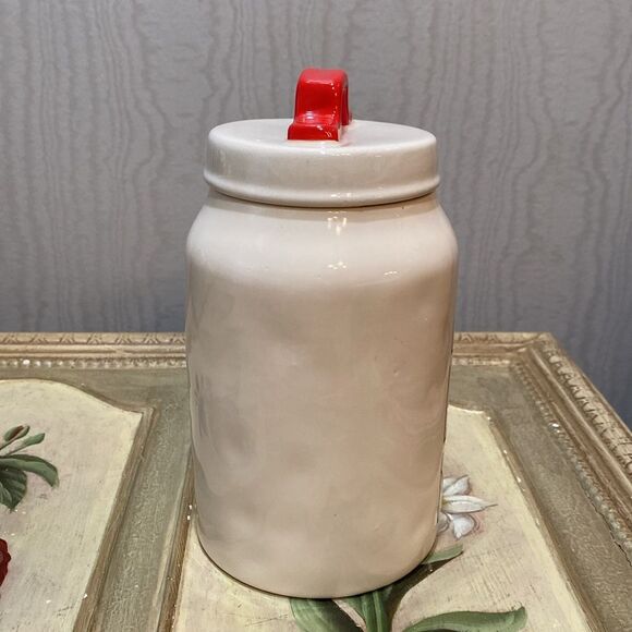 Rae Dunn Live Love Bark Dog Cookie Jar Red Lid Biscuits Treats - Picture 5 of 12